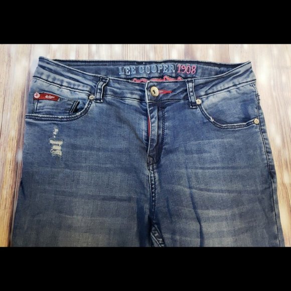 Lee Cooper Originals Distressed Slim Fit Annie Stretch Jeans Womens 28 Indigo - Picture 2 of 13